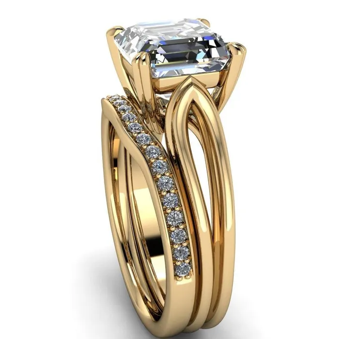 Rings Fire Brilliance Martha Asscher Moissanite 4 Prong Split Shank Engagement Ring