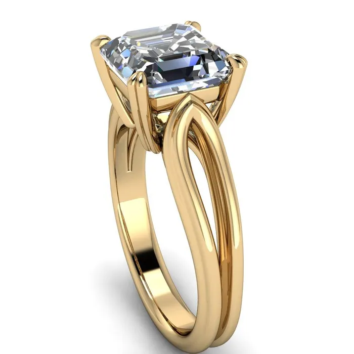 Rings Fire Brilliance Martha Asscher Moissanite 4 Prong Split Shank Engagement Ring