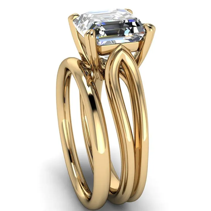 Rings Fire Brilliance Martha Asscher Moissanite 4 Prong Split Shank Engagement Ring