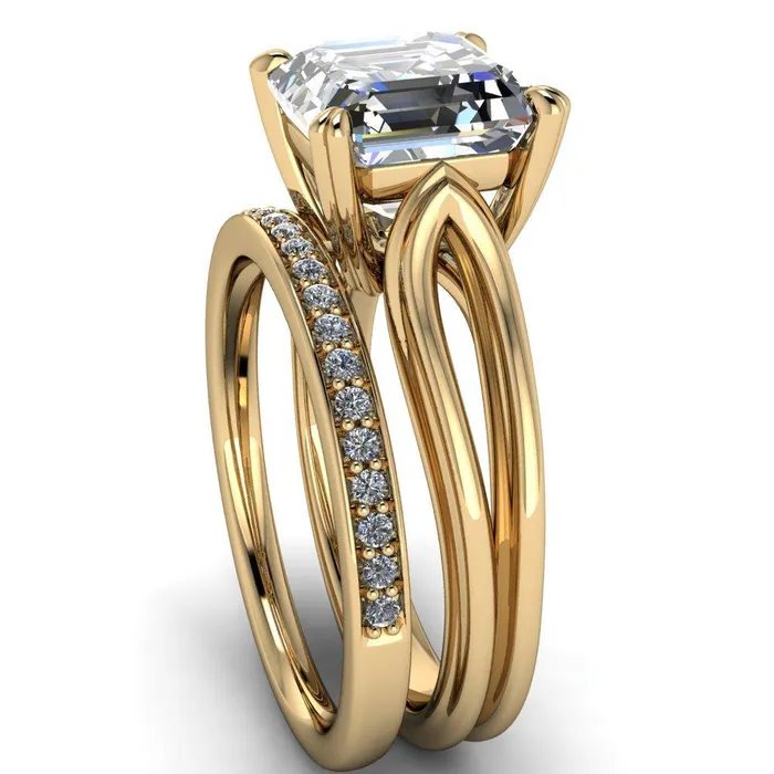 Rings Fire Brilliance Martha Asscher Moissanite 4 Prong Split Shank Engagement Ring