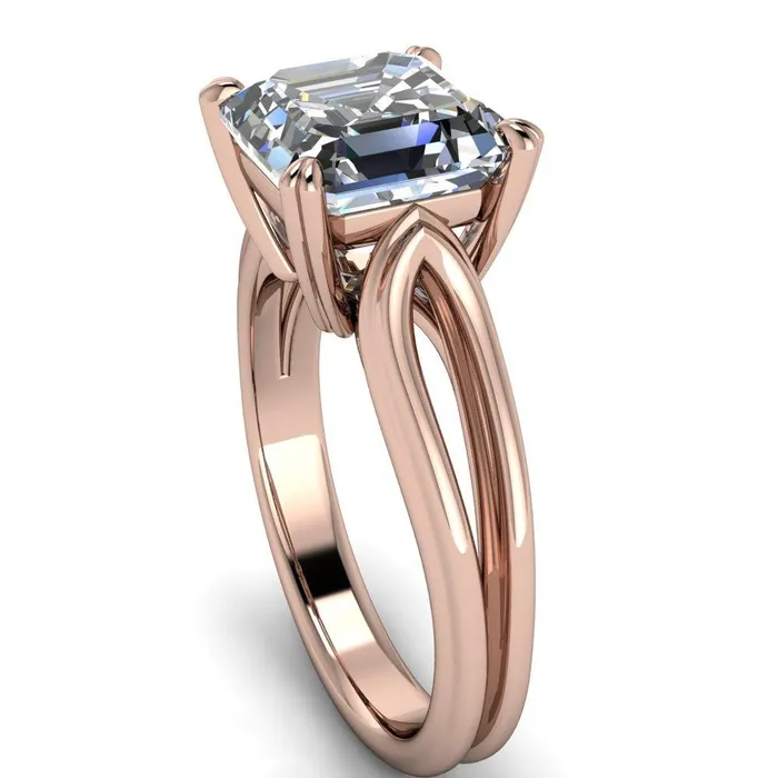 Rings Fire Brilliance Martha Asscher Moissanite 4 Prong Split Shank Engagement Ring
