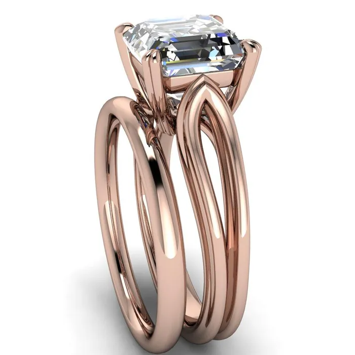 Rings Fire Brilliance Martha Asscher Moissanite 4 Prong Split Shank Engagement Ring