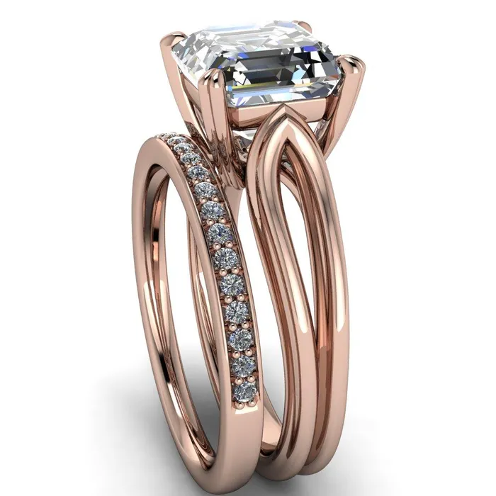 Rings Fire Brilliance Martha Asscher Moissanite 4 Prong Split Shank Engagement Ring