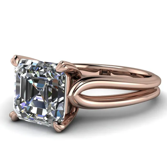 Rings Fire Brilliance Martha Asscher Moissanite 4 Prong Split Shank Engagement Ring