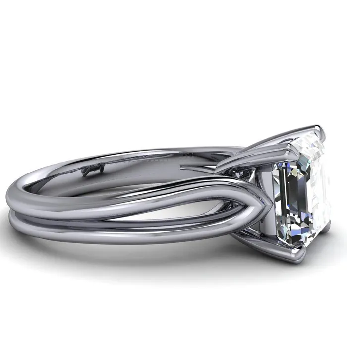 Rings Fire Brilliance Martha Asscher Moissanite 4 Prong Split Shank Engagement Ring