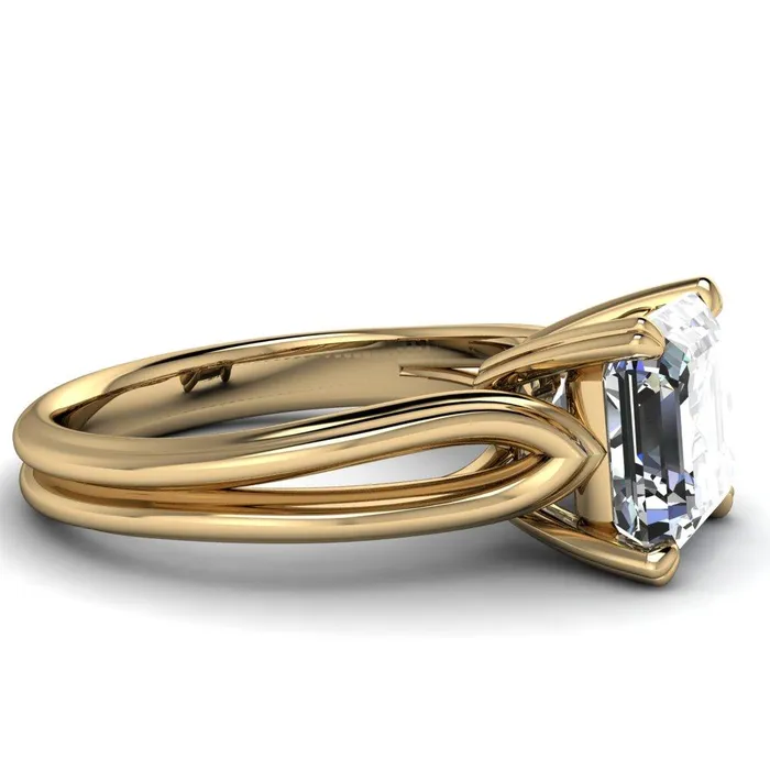 Rings Fire Brilliance Martha Asscher Moissanite 4 Prong Split Shank Engagement Ring