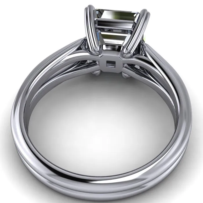 Rings Fire Brilliance Martha Asscher Moissanite 4 Prong Split Shank Engagement Ring