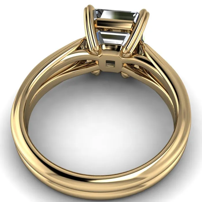 Rings Fire Brilliance Martha Asscher Moissanite 4 Prong Split Shank Engagement Ring