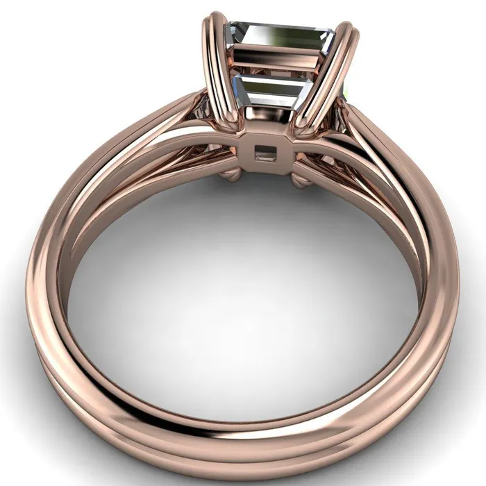 Rings Fire Brilliance Martha Asscher Moissanite 4 Prong Split Shank Engagement Ring