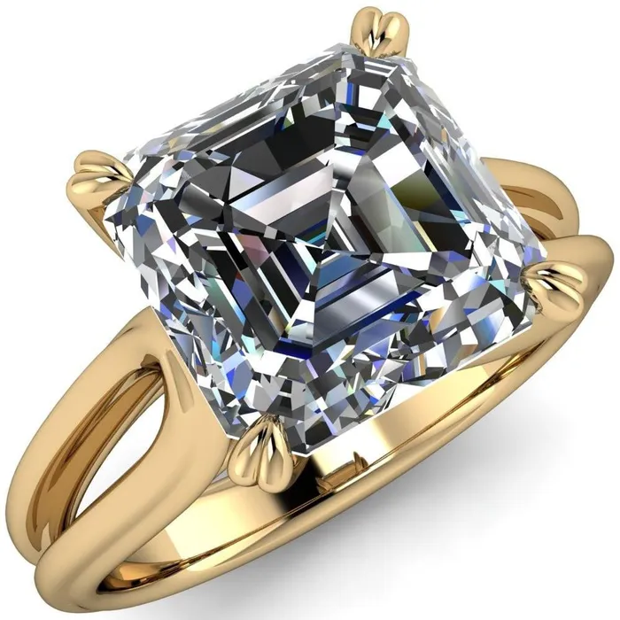 Rings Fire Brilliance Martha Asscher Moissanite 4 Prong Split Shank Engagement Ring