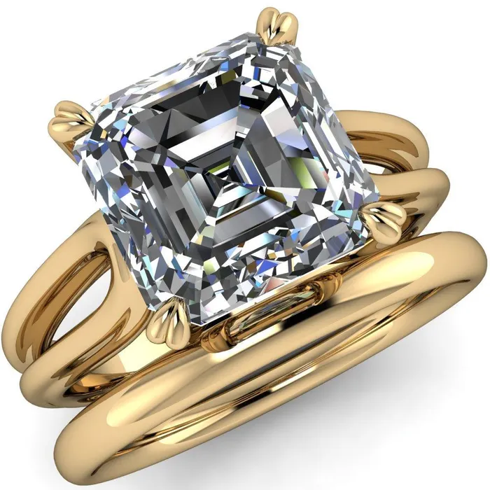 Rings Fire Brilliance Martha Asscher Moissanite 4 Prong Split Shank Engagement Ring