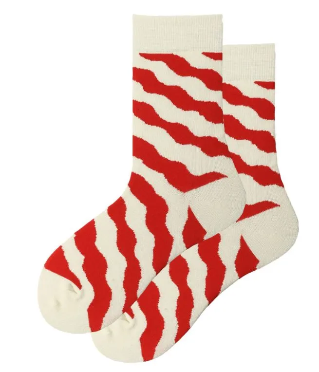 Rings POLLY SF856 White Red Squiggle Stripe Socks