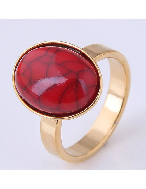 Rings R95 Gold Red Crackle Stone Ring 02