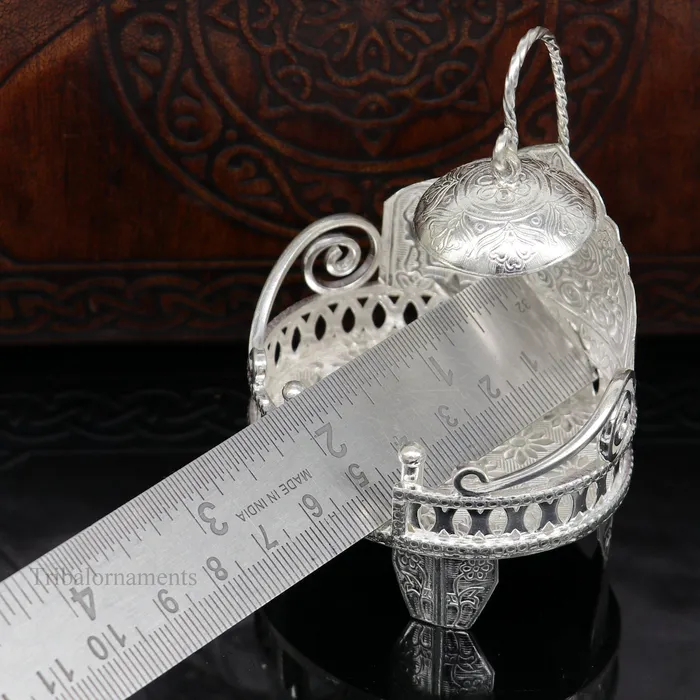 Rings TRIBAL ORNAMENTS 925 pure sterling silver Handmade Divine Singhasan idol krishna Bal Gopala throne god statues stand chair temple art puja article su485