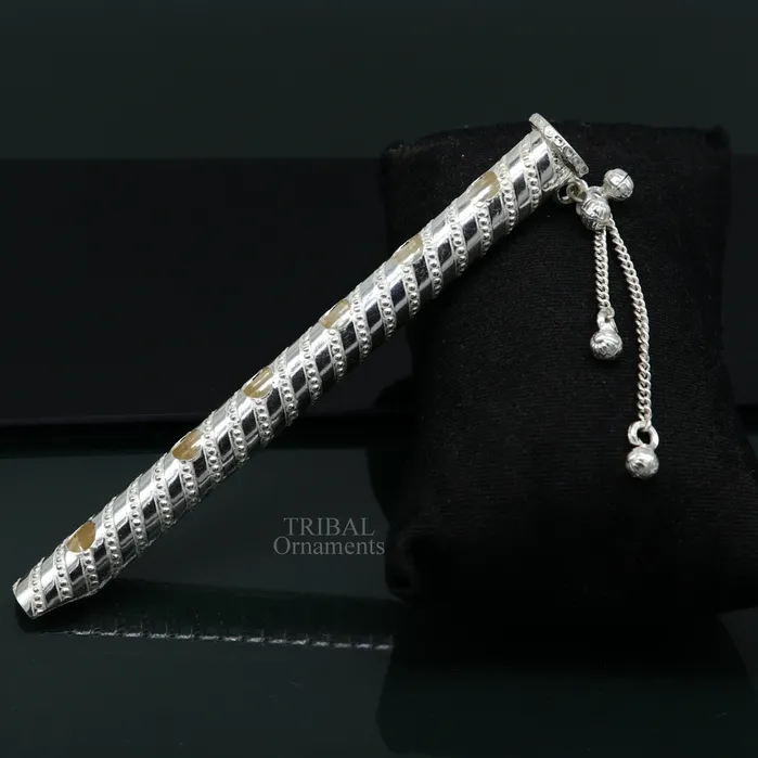 TRIBAL ORNAMENTS 5 long handmade sterling silver Hindu god Lord Krishna flute stunning divine Krishna gifting silver accessories puja utensils su724 Rings TRIBAL ORNAMENTS 5 long handmade sterling silver Hindu god Lord Krishna flute stunning divine Krishna gifting silver accessories puja utensils su724 Rings