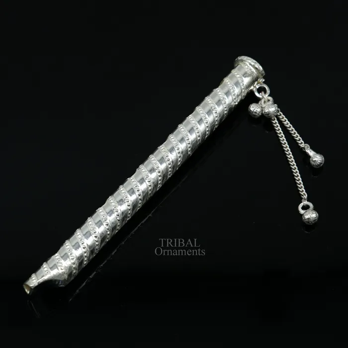 TRIBAL ORNAMENTS 5 long handmade sterling silver Hindu god Lord Krishna flute stunning divine Krishna gifting silver accessories puja utensils su724 Rings