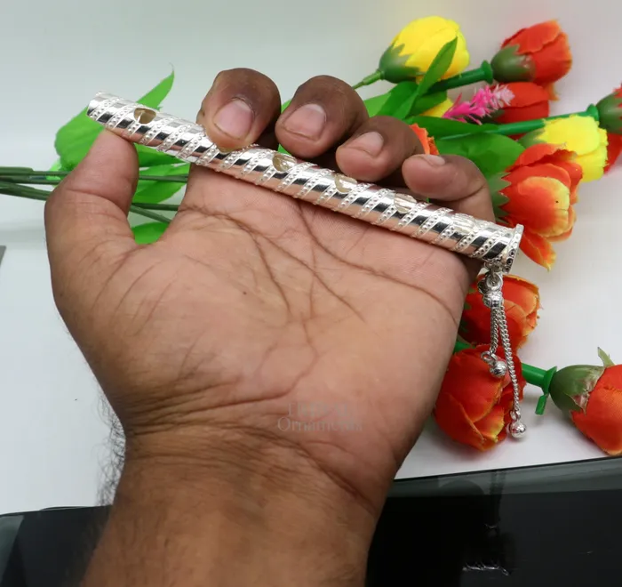 TRIBAL ORNAMENTS 5 long handmade sterling silver Hindu god Lord Krishna flute stunning divine Krishna gifting silver accessories puja utensils su724 Rings