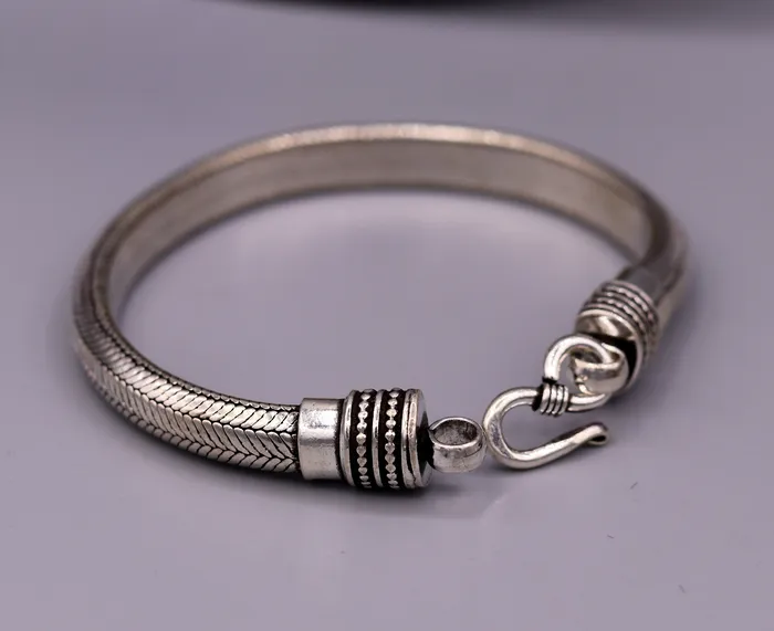 TRIBAL ORNAMENTS Bracelets 85 7mm Vintage style 925 Sterling silver handmade snake chain Half round D shape bracelet unisex gorgeous style jewelry from india sbr65