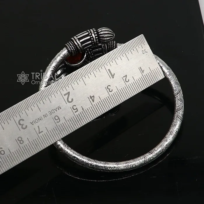 TRIBAL ORNAMENTS Bracelets 925 Sterling silver handmade trendy style Lord Shiva trident trishul kada bangle bracelet with natural Rudraksha customized kada nsk720
