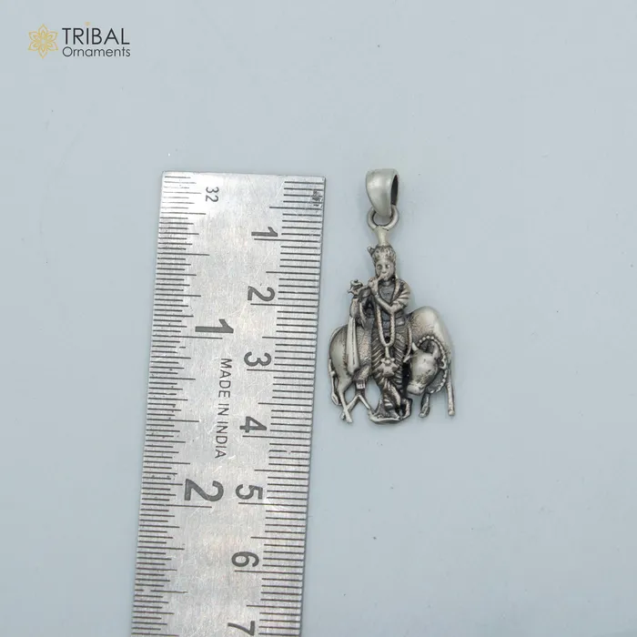 TRIBAL ORNAMENTS Necklaces 925 sterling silver lord Krishna with cow Pendant with chain tribal jewellery nsp1033 TRIBAL ORNAMENTS Necklaces 925 sterling silver lord Krishna with cow Pendant with chain tribal jewellery nsp1033