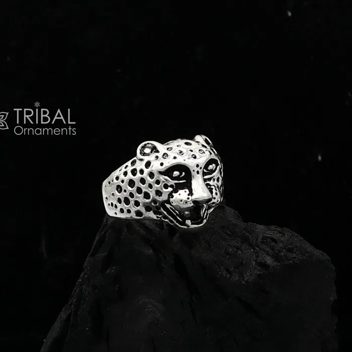 TRIBAL ORNAMENTS Rings 925 sterling silver handmade king leopard face for mens and boys gifting stylish luxury lion ring sr710 TRIBAL ORNAMENTS Rings 925 sterling silver handmade king leopard face for mens and boys gifting stylish luxury lion ring sr710