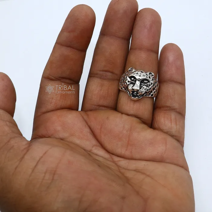 TRIBAL ORNAMENTS Rings 925 sterling silver handmade king leopard face for mens and boys gifting stylish luxury lion ring sr710 TRIBAL ORNAMENTS Rings 925 sterling silver handmade king leopard face for mens and boys gifting stylish luxury lion ring sr710
