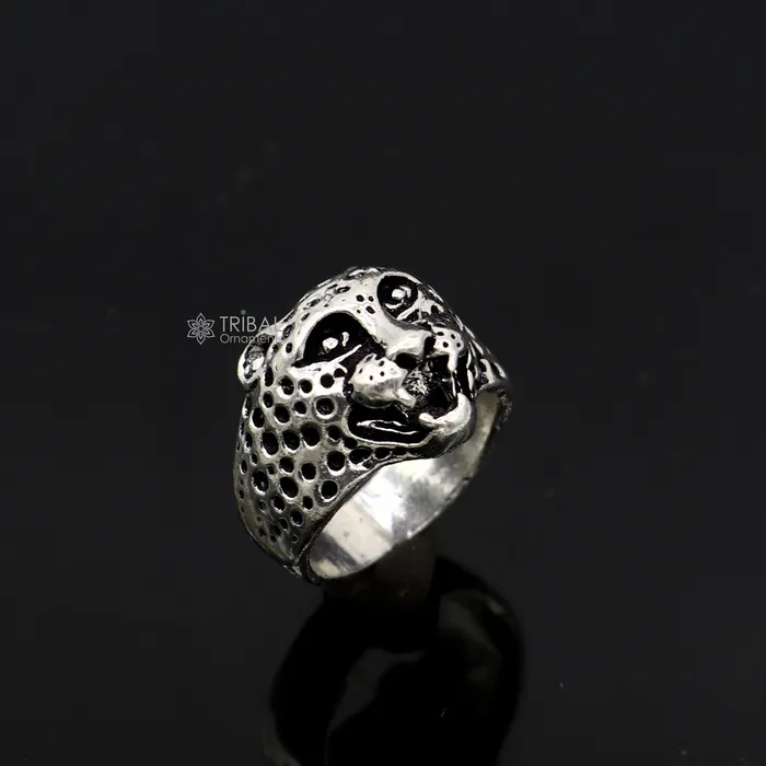 TRIBAL ORNAMENTS Rings 925 sterling silver handmade king leopard face for mens and boys gifting stylish luxury lion ring sr710 TRIBAL ORNAMENTS Rings 925 sterling silver handmade king leopard face for mens and boys gifting stylish luxury lion ring sr710