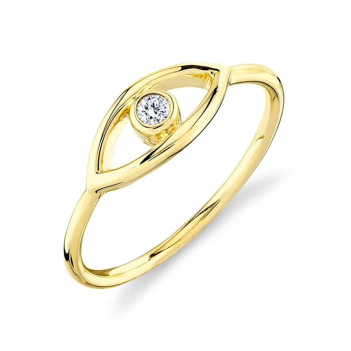 14K Yellow Gold Bezel Diamond Eye Ring Meierotto Jewelers Rings