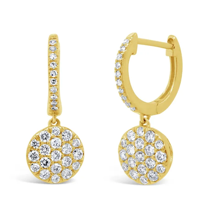 14K Yellow Gold Diamond Hoop Earring with Round Cluster Diamond Dangle Meierotto Jewelers Earrings 14K Yellow Gold Diamond Hoop Earring with Round Cluster Diamond Dangle Meierotto Jewelers Earrings