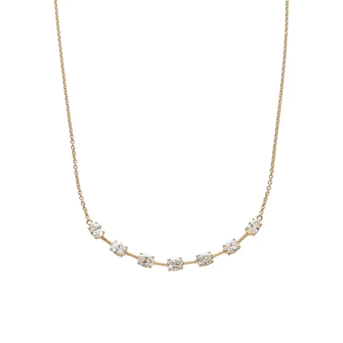 242ct Oval Diamond 7 Station 14K Yellow Gold Necklace Croghans Necklaces