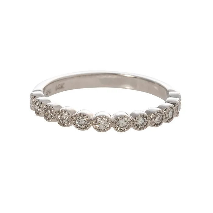 26ctw Diamond Bezel Milgrain 14K White Gold Halfway Band Croghans Rings