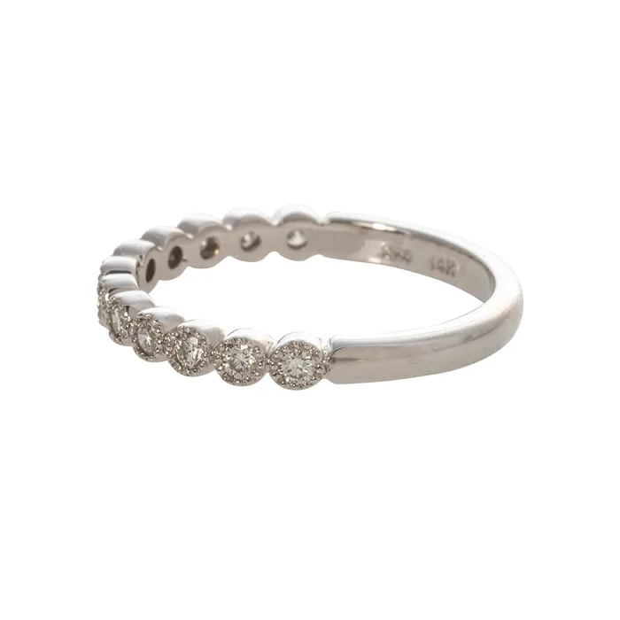 26ctw Diamond Bezel Milgrain 14K White Gold Halfway Band Croghans Rings