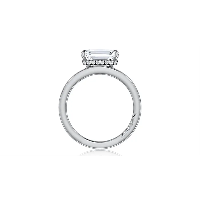 A Jaffe A Jaffe 14K White Gold Diamond Semimount Ring EastWest Rectangle Head with Hidden Halo and Plain Split Shank Rings A Jaffe A Jaffe 14K White Gold Diamond Semimount Ring EastWest Rectangle Head with Hidden Halo and Plain Split Shank Rings