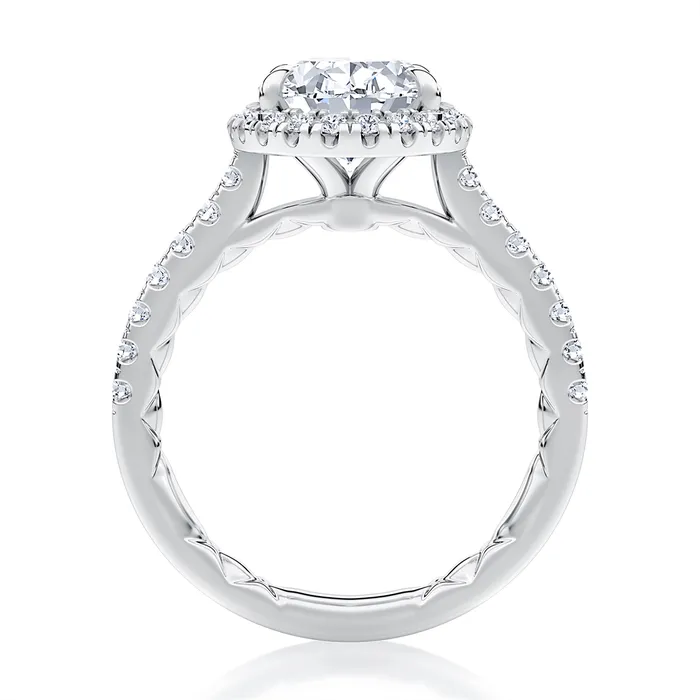 A Jaffe Rings A Jaffe 14K White Gold Oval Halo Semi Mount Diamond Ring