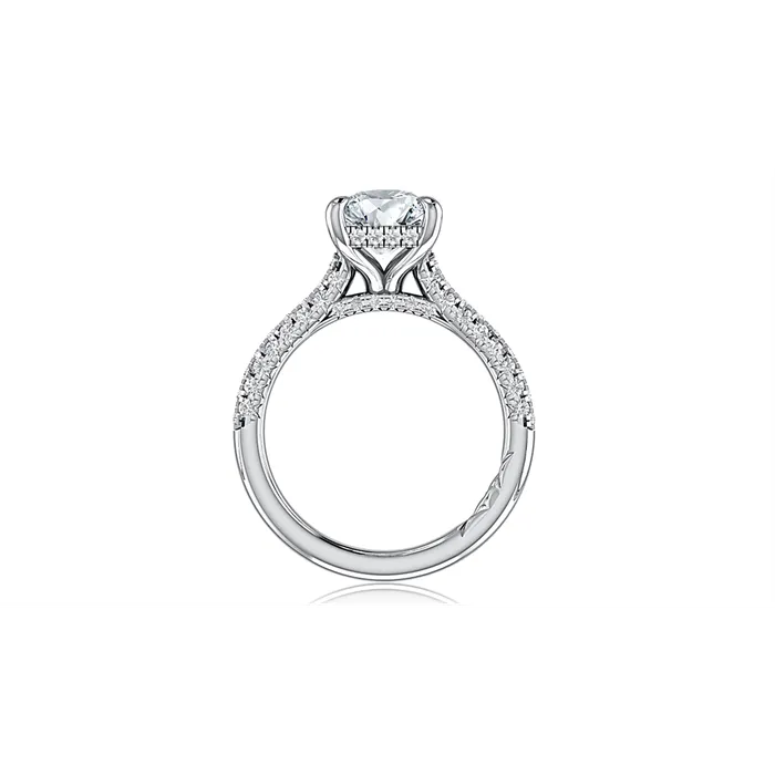 A Jaffe Rings A Jaffe 14K White Gold Semi Mount Radiant Cut Ring with Three Sided Diamond Shank and Hidden Halo A Jaffe Rings A Jaffe 14K White Gold Semi Mount Radiant Cut Ring with Three Sided Diamond Shank and Hidden Halo
