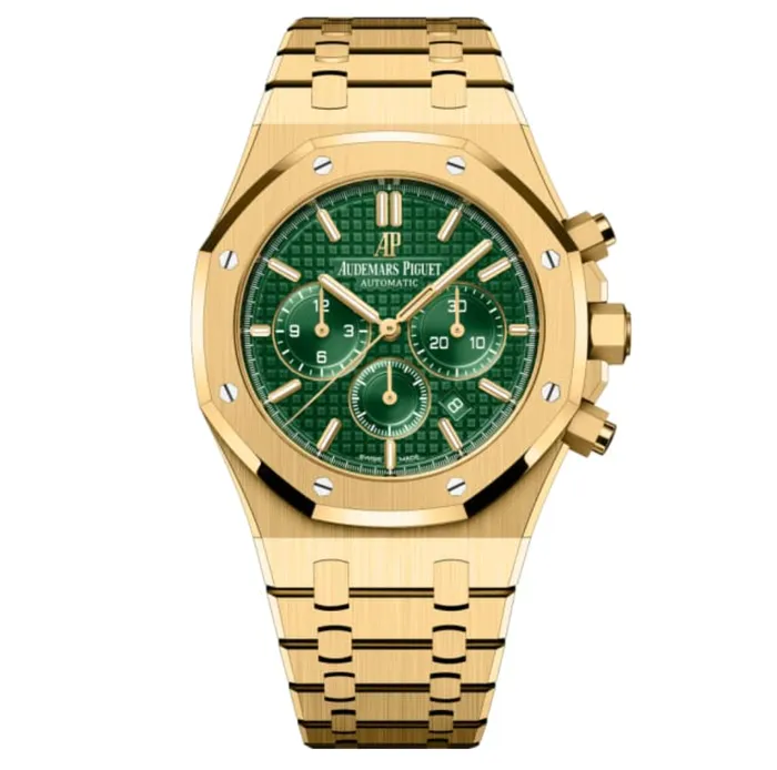 Audemars Piguet Audemars Piguet Royal Oak Selfwinding Chronograph 41mm Mens Watch Ref 26331BAOO1220BA02 Green Dial 18K Yellow Gold Bracelet Bracelets Audemars Piguet Audemars Piguet Royal Oak Selfwinding Chronograph 41mm Mens Watch Ref 26331BAOO1220BA02 Green Dial 18K Yellow Gold Bracelet Bracelets