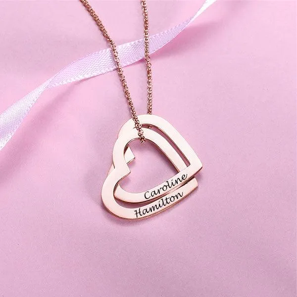 Belbren Necklaces Interlocking Hearts Necklace with Engraving Sterling Silver