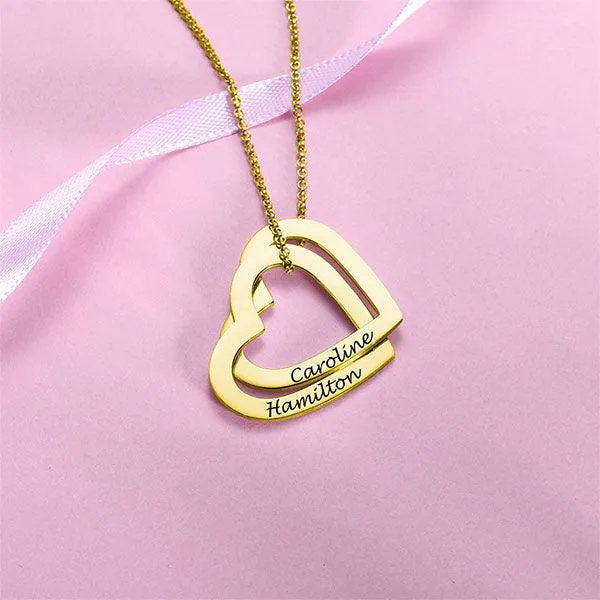 Belbren Necklaces Interlocking Hearts Necklace with Engraving Sterling Silver
