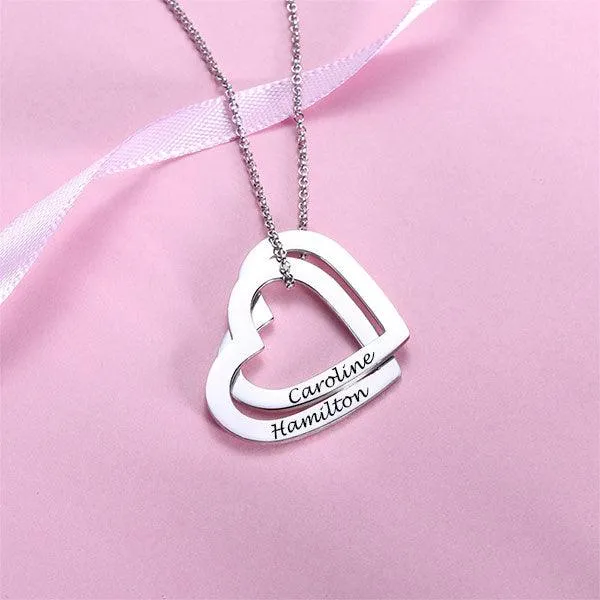 Belbren Necklaces Interlocking Hearts Necklace with Engraving Sterling Silver