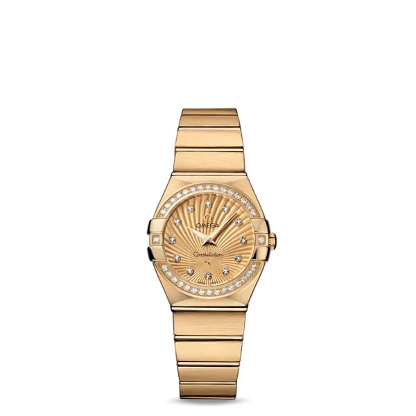Bracelets Omega Omega Constellation 27mm Watch Ref 12355276058001 Champagne Diamond Index Dial Diamond Bezel 18K Yellow Gold Bracelet Bracelets Omega Omega Constellation 27mm Watch Ref 12355276058001 Champagne Diamond Index Dial Diamond Bezel 18K Yellow Gold Bracelet