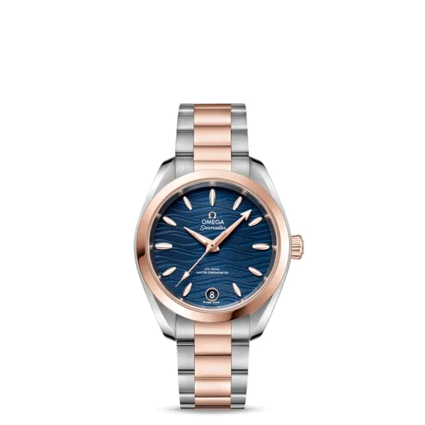 Bracelets Omega Omega Seamaster 34mm Watch Ref 22020342003001 Blue Index Dial Two Tone Stainless Steel 18K Rose Gold Bracelet Bracelets Omega Omega Seamaster 34mm Watch Ref 22020342003001 Blue Index Dial Two Tone Stainless Steel 18K Rose Gold Bracelet