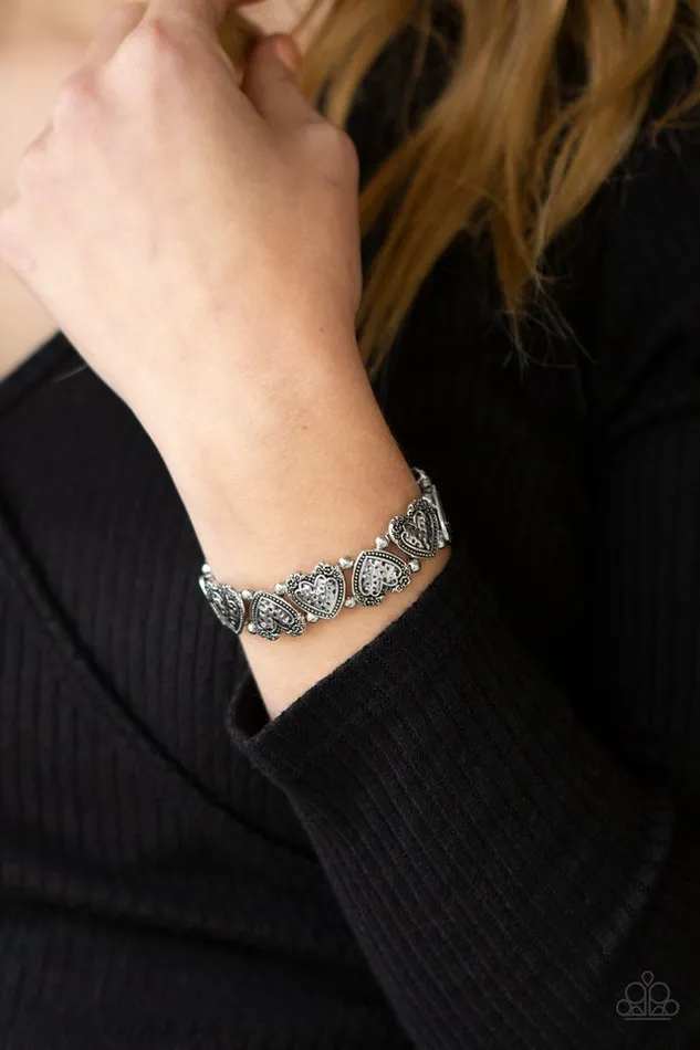 Bracelets Paparazzi Bracelet Rustic Heartthrob Silver Paparazzi Jewelry