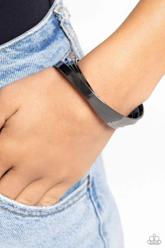 Bracelets Paparazzi Jewelry Paparazzi Bracelet Rebellious Ribbons Black