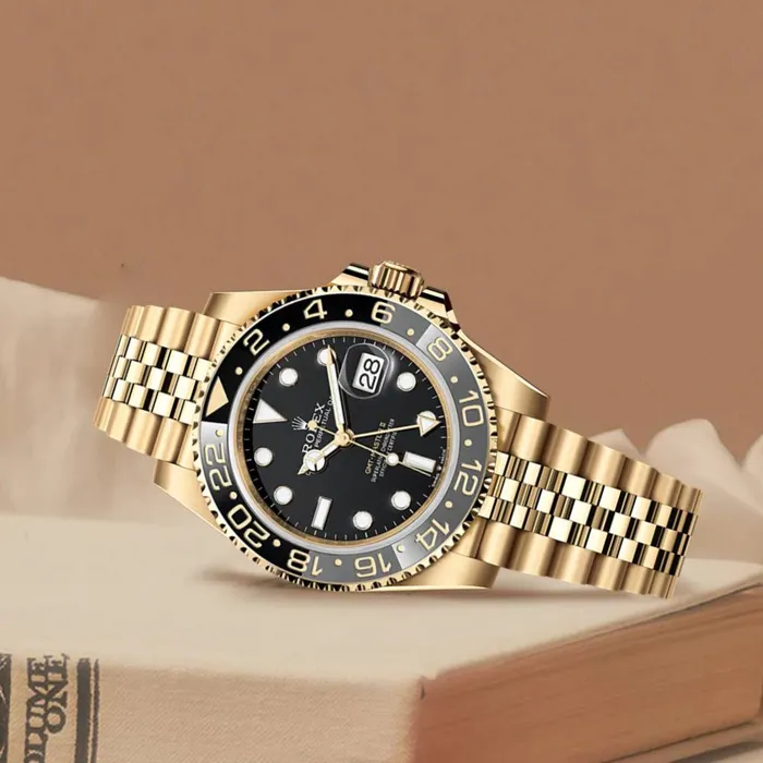 Bracelets Rolex 2024 Never Worn Rolex GMTMaster II 40mm Ref 126718GRNR Black Dial Grey Black Ceramic Bezel 18K Yellow Gold Jubilee Bracelet Mens Watch