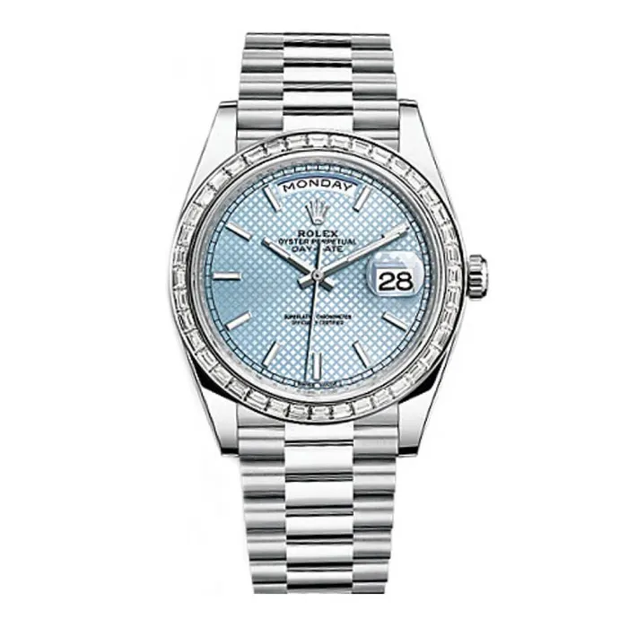 Bracelets Rolex Day Date 40mm Ref 228396tbr0001 Ice Blue Diagonal Motif Stick Dial Platinum President Bracelet Mens Watch Rolex Bracelets Rolex Day Date 40mm Ref 228396tbr0001 Ice Blue Diagonal Motif Stick Dial Platinum President Bracelet Mens Watch Rolex