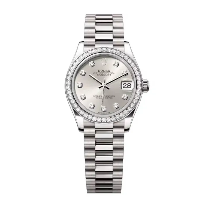 Bracelets Rolex Rolex Datejust 31mm Ref 278289rbr0021 Silver Diamond Dial Diamond Bezel 18K White Gold President Bracelet Womens Watch Bracelets Rolex Rolex Datejust 31mm Ref 278289rbr0021 Silver Diamond Dial Diamond Bezel 18K White Gold President Bracelet Womens Watch