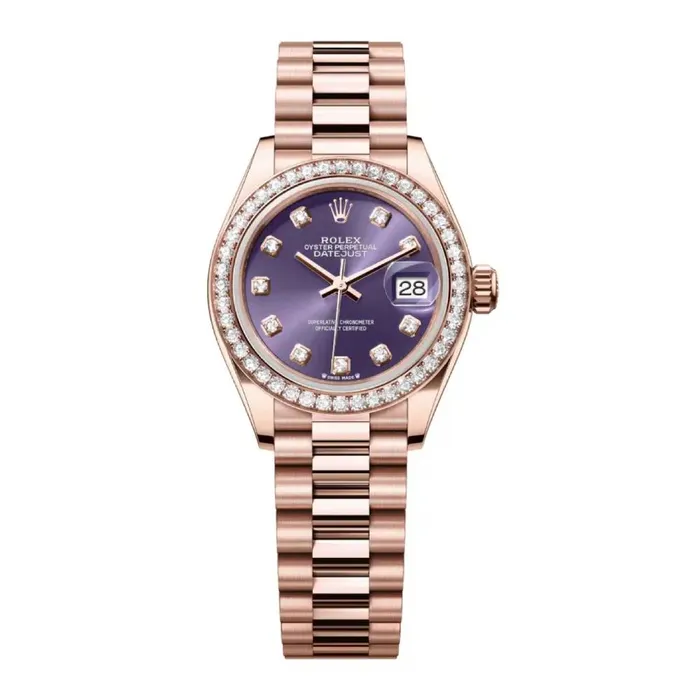 Bracelets Rolex Rolex Lady Datejust 28mm Ref 279135rbr0020 Aubergine Purple Diamond Dial Diamond Bezel 18K Rose Gold President Bracelet Womens Watch Bracelets Rolex Rolex Lady Datejust 28mm Ref 279135rbr0020 Aubergine Purple Diamond Dial Diamond Bezel 18K Rose Gold President Bracelet Womens Watch