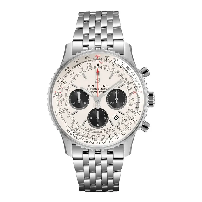 Breitling Bracelets Breitling Navitimer B01 Chronograph 43 mm Stainless Steel bracelet Mercury Silver dial Mens Watch AB0121211G1A1 Breitling Bracelets Breitling Navitimer B01 Chronograph 43 mm Stainless Steel bracelet Mercury Silver dial Mens Watch AB0121211G1A1