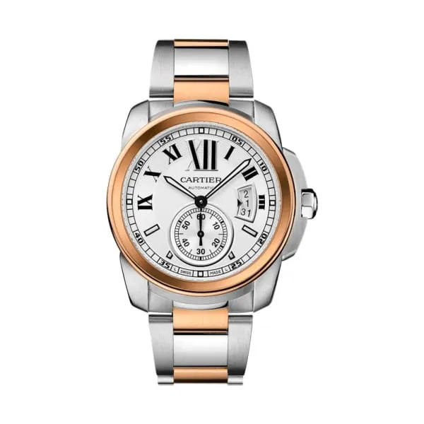 Cartier Bracelets Cartier Calibre de Cartier 42mm Watch Ref W7100036 Silver Opaline Roman Dial Two Tone Stainless Steel 18K Rose Gold Bracelet Cartier Bracelets Cartier Calibre de Cartier 42mm Watch Ref W7100036 Silver Opaline Roman Dial Two Tone Stainless Steel 18K Rose Gold Bracelet