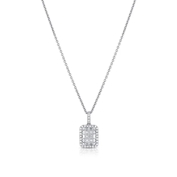 CJ Charles Jewelers Necklaces Estate Gregg Ruth 18kt White Gold Diamond Rectangular Pendant Necklace CJ Charles Jewelers Necklaces Estate Gregg Ruth 18kt White Gold Diamond Rectangular Pendant Necklace